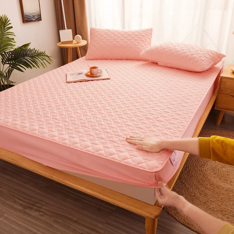 WASART Thicken quilted mattress protector cover couple luxury double bed elastic fitted sheet style 150x190 bed protection pad