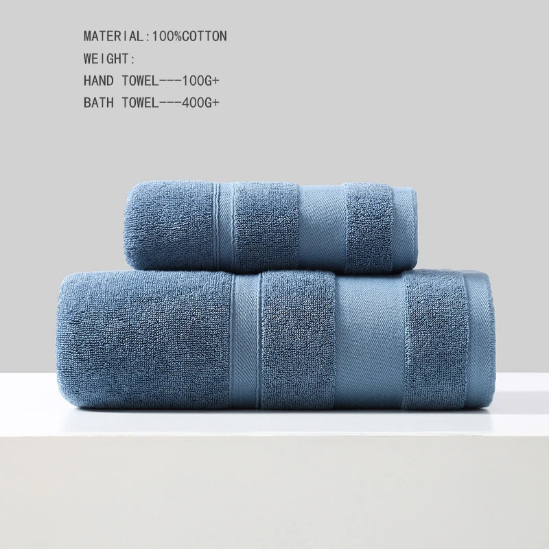 Battilo Cotton Bath Towel Soft Absorbent Face Hand Towels Luxury Hotel Spa Bathroom Towel Solid Beach Towel 2Pcs Bath Towel Set