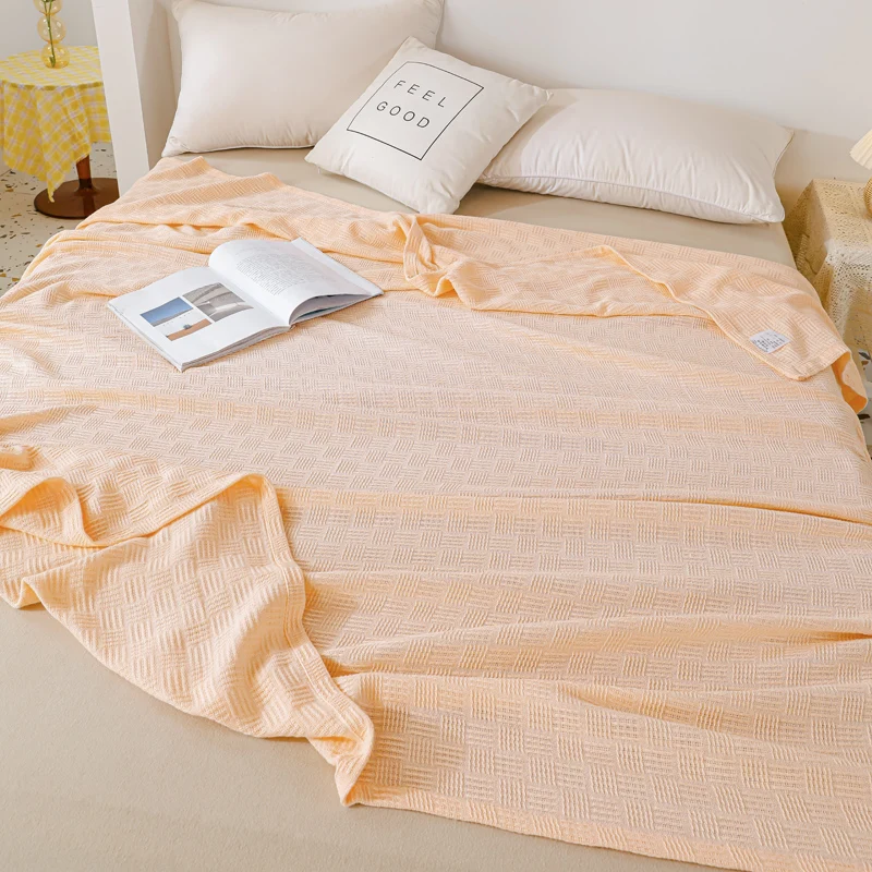 Noridc Knitted Throw Blanket 100% Cotton New Blankets Luxury Bed Sofa Couch Oversized Bedspread Cover Lightweight Plaid Blankets