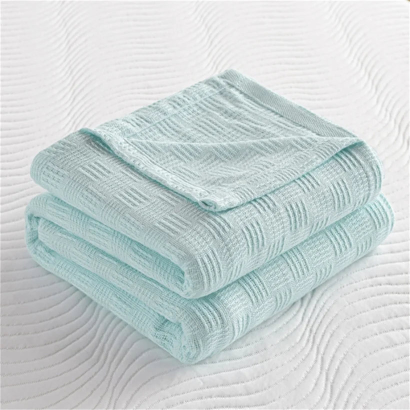 Soft Cozy 100% Cotton Throw Blanket Wide 100cm/150cm/180cm/200cm Plain Knitted Sofa Bed Cover Bedspreads Home Decor Thin Blanket