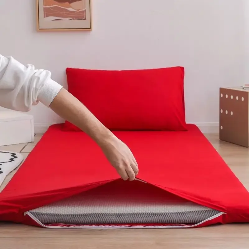 WASART 360° fully enclosed with zipper mattress protector cover couple/student single double bed sheet protection pad king size