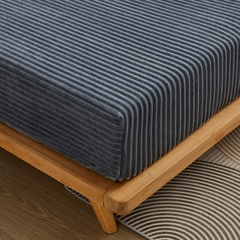 WASART Winter warm coral fleece fitted sheet elastic mattress cover fluffy plush thermal bed linens couple bedding king size 150