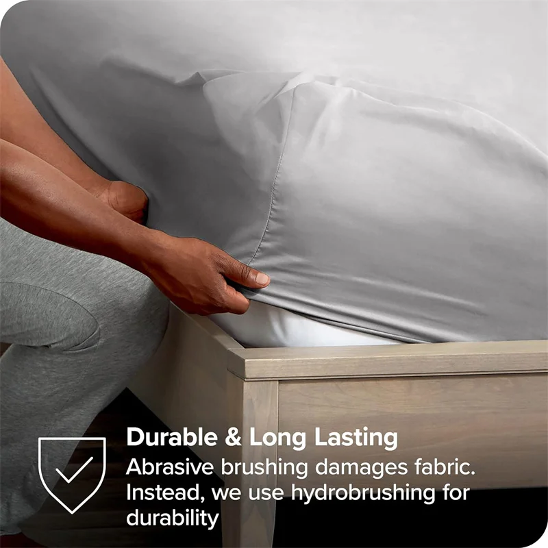 Soft Luxury Egyptian Cotton 400TC Fitted Bed Sheet with Elastic Bands Mattress Cover Non Slip Machine Washable 140/160/180/200cm