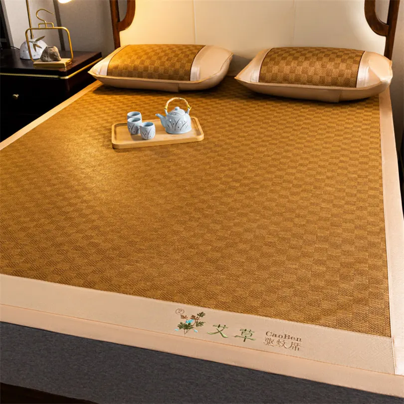 Natural Bamboo Cooling Mat for Bed Grade A Comfortable Ice Silk Bed Mat Cool Naked Sleeping Skin Friendly Non Slip Summer Pad