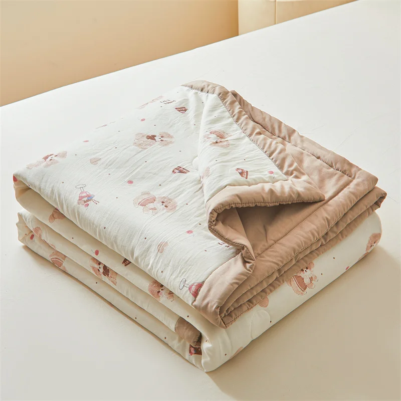 100% Cotton Inside and Outside Summer Quilt Lightweight Ultra Soft Thin Quilt Air Conditioning Quilts Pure Cotton Blanket Ins