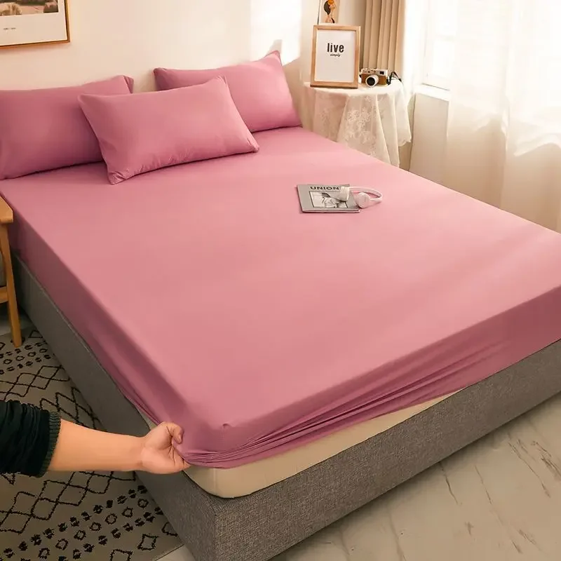 WASART Elastic fitted sheet mattress protector cover couple bedroom luxury double bed bedding queen king size bedsheet 90/150cm