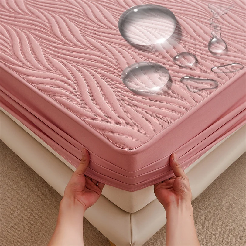 Waterproof 3D Air Fabric Thick Mattress Cover, 100% Waterproof Mattress Pad Protector, Ultra Soft Breathable Fitted Bed Sheet