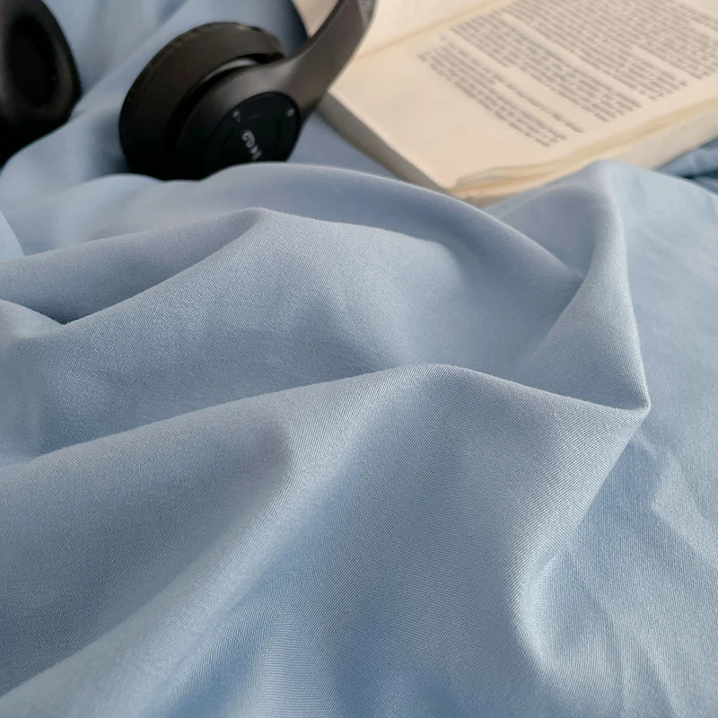 Simple Washed Cotton Bed Linen Bedding Set Four Piece Flat/Fitted Bed Sheet Set Comforter Set Full Double Couple Bed Quilt Cover