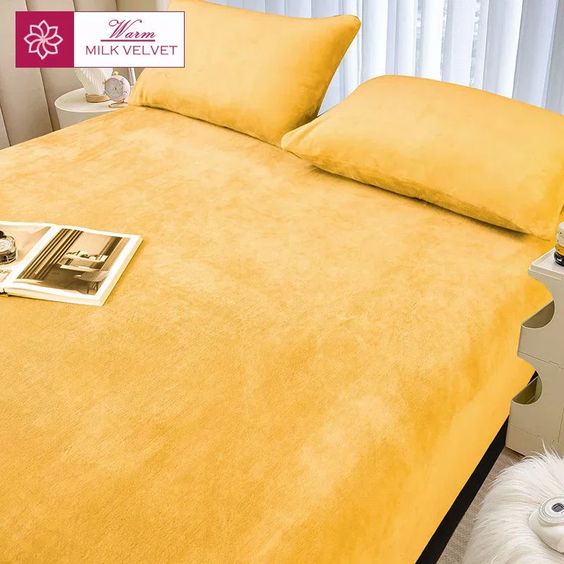 WASART Winter warm plush fitted sheet elastic mattress cover fluffy velvet fleece bed linen couple thermal double bed king size